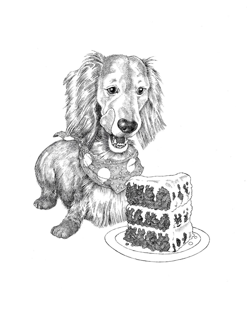 Dachshund Dog Burger Cake - Birthday Card