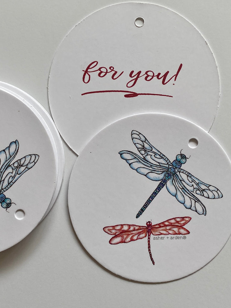 gift tags - dragonflies - 10 pk