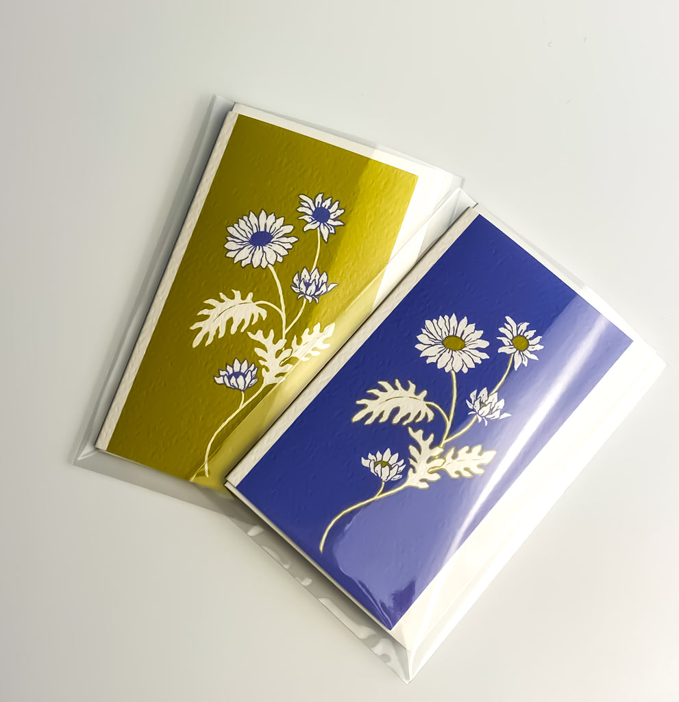 Garden Mini Card Set - Aster on Blue Floral