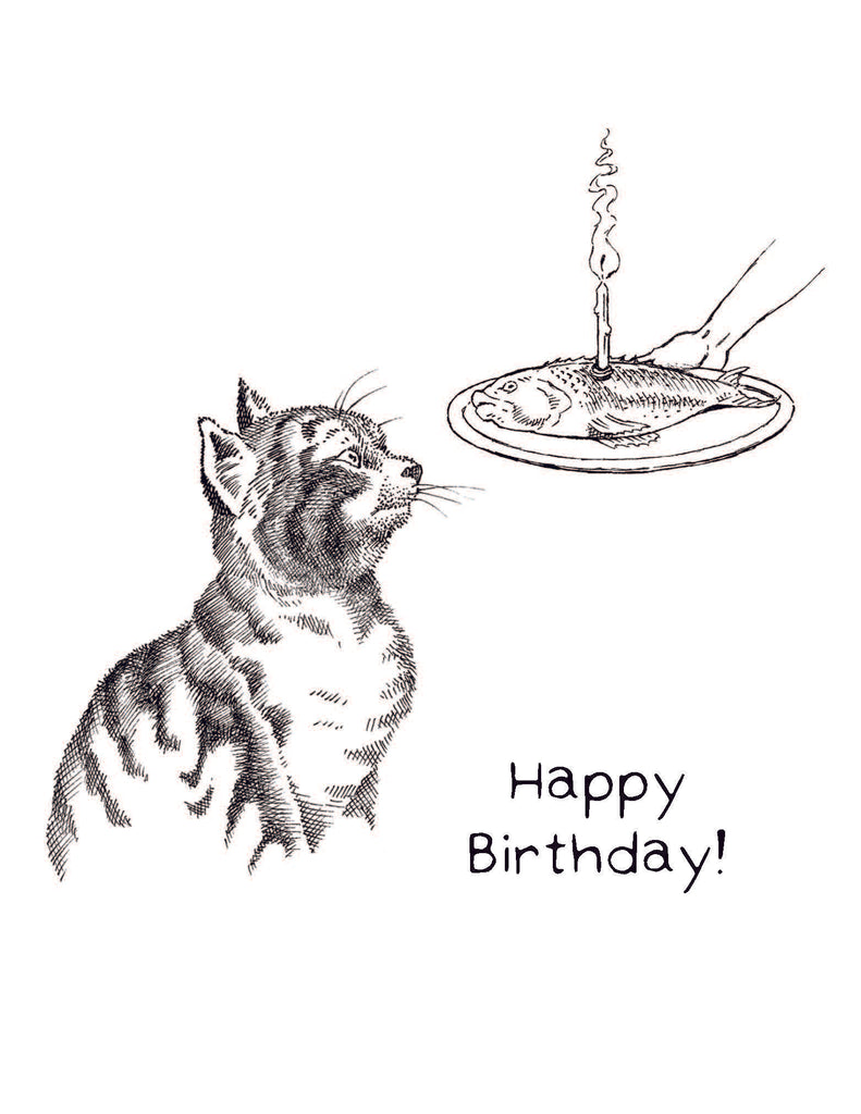 Cat Tuna Steak - Birthday Card