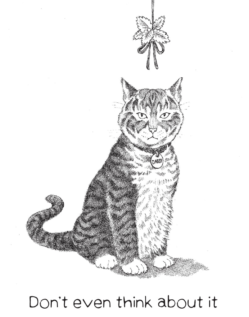 Mistletoe Tabby Cat - Christmas Card