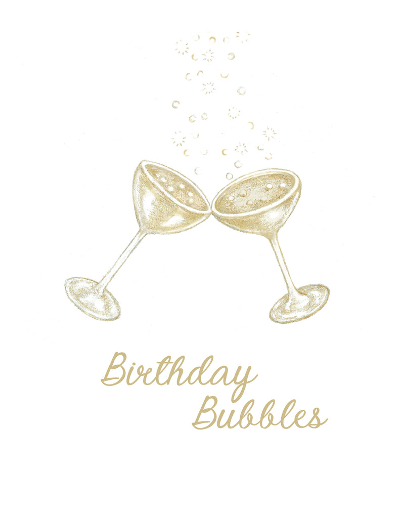 Champagne Birthday Bubbles - Birthday Card