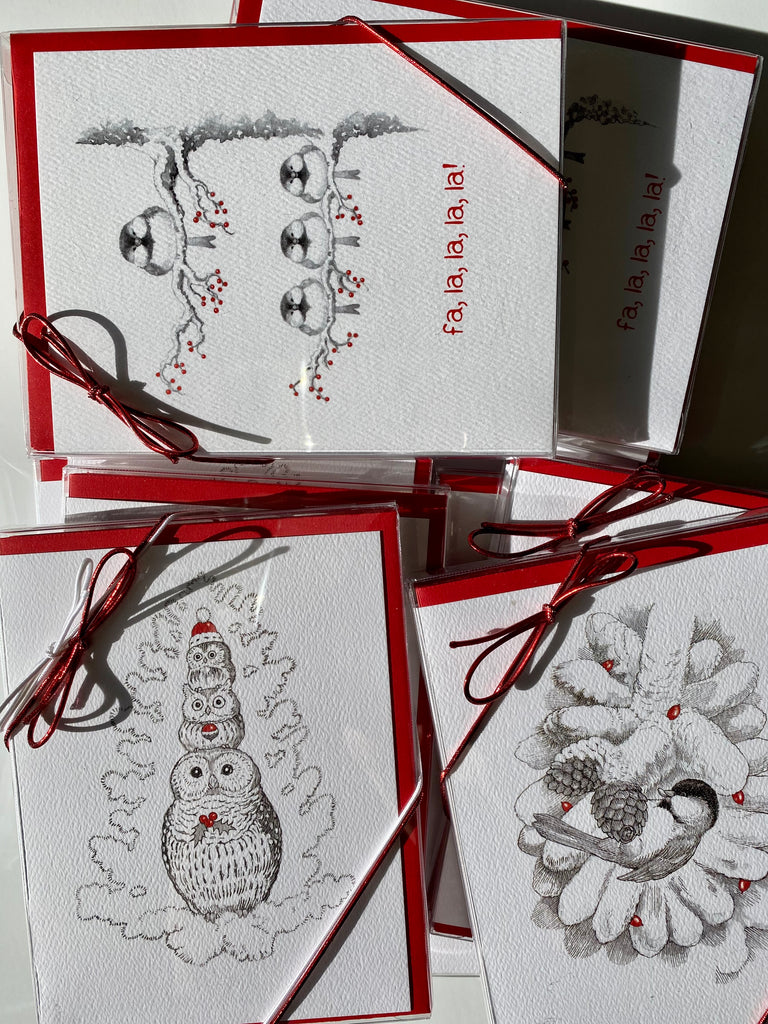 nesting owls - holiday cards