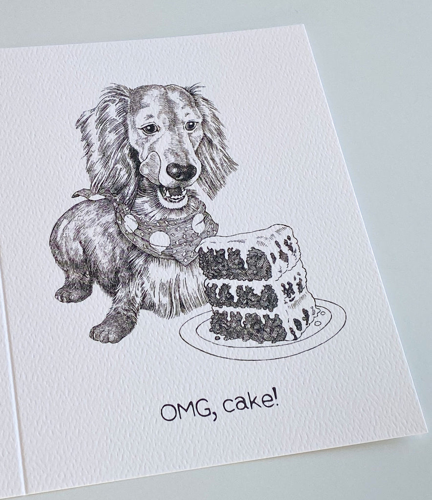 Dachshund Dog Burger Cake - Birthday Card