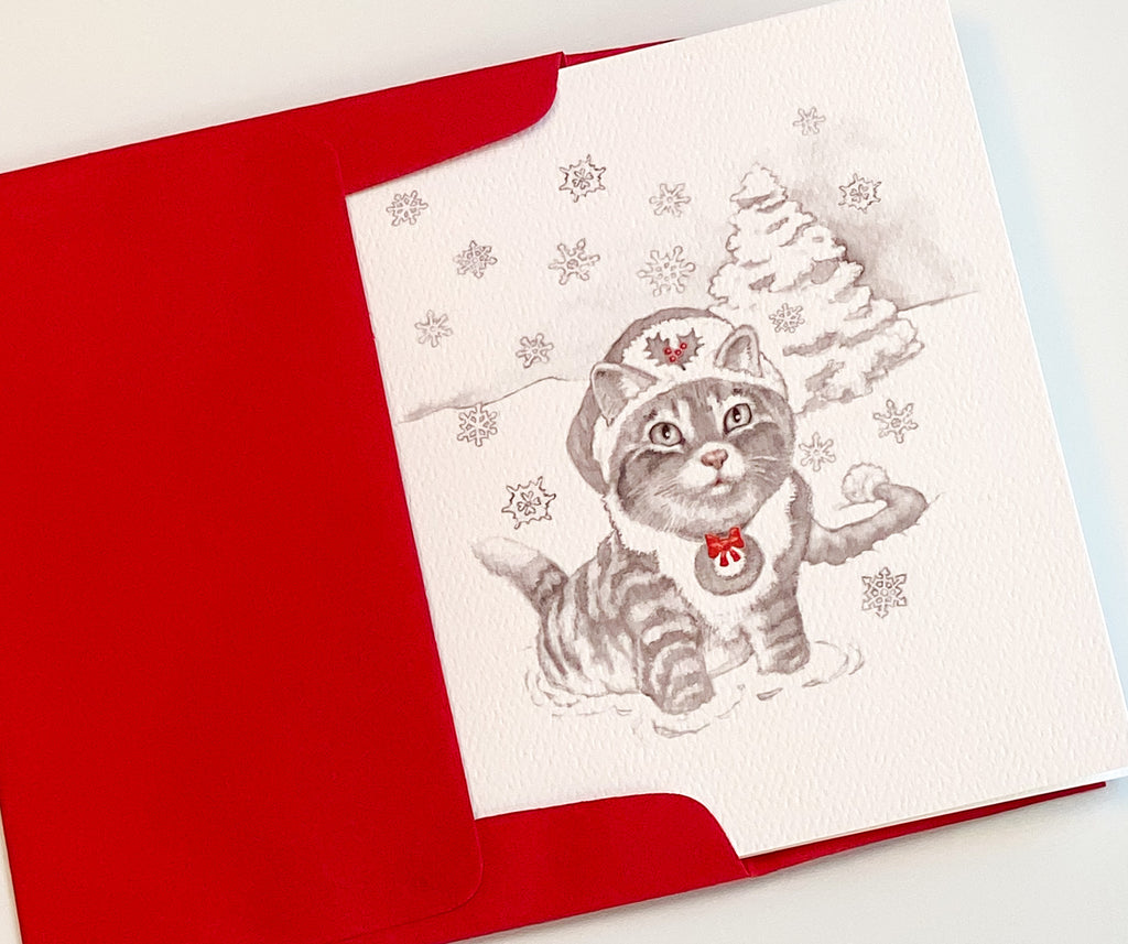 holiday cat hat - holiday card