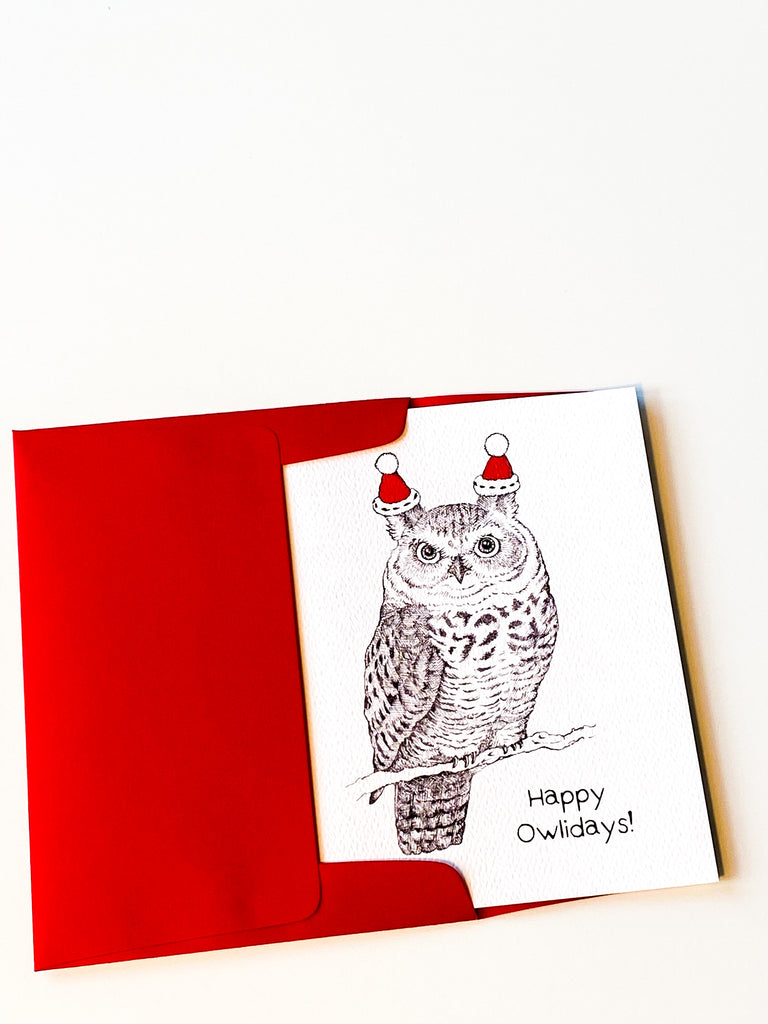 Owliday Hat - Christmas card