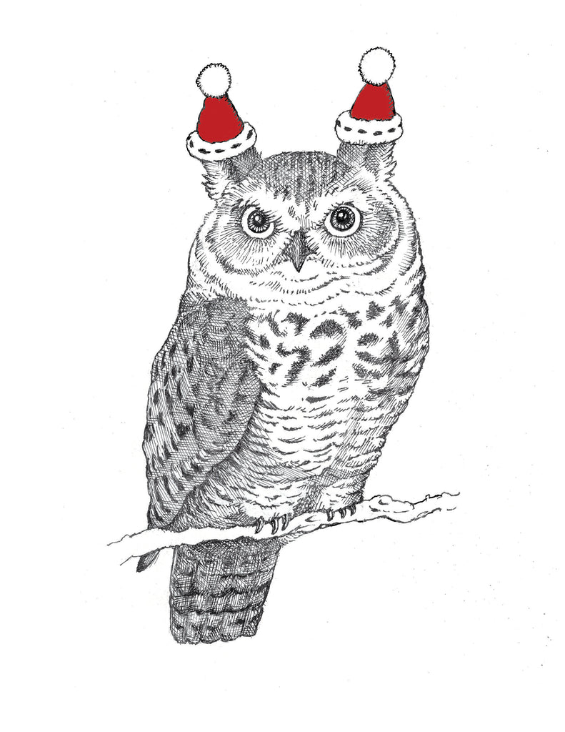 Owliday Hat - Christmas card